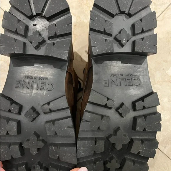 CELINE TRIOMPHE DERBIE Boots, Waxed Suede Shoes Women’s Sz 39 / 8.5 US - Picture 9 of 13